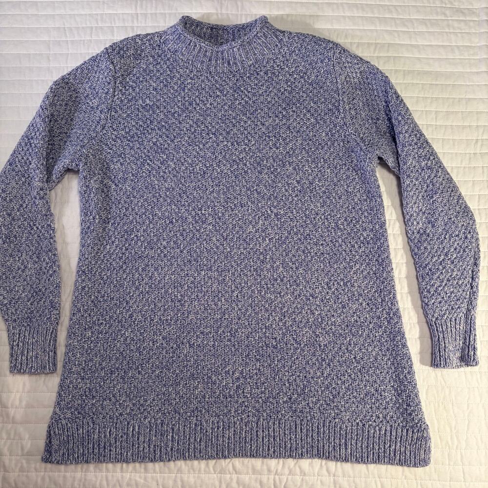 LOFT Purple Marled Knit Mock Neck Long Sleeve Side Slit Sweater Womens Large